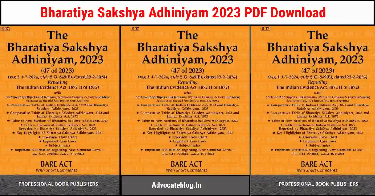 Read more about the article Bharatiya Sakshya Adhiniyam 2023 PDF Download